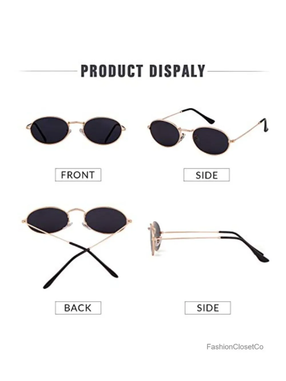 Small Oval Metal Frame Sunglasses UV400 Protection Retro 90s